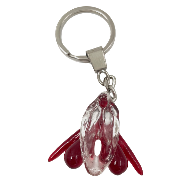 Stylized Clitoris + Vulva Keychain (red)