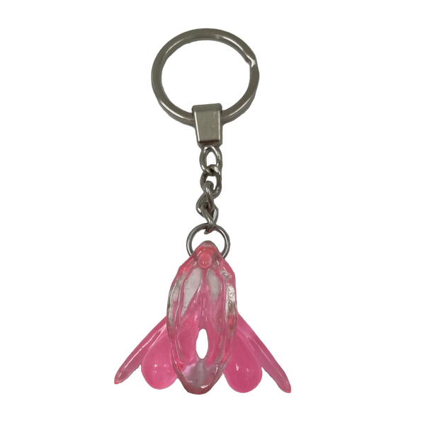 Stylized Clitoris & Vulva Keychain (hot pink)