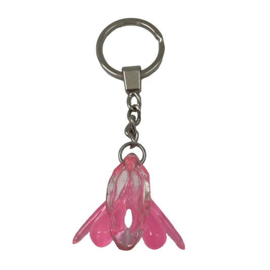 Stylized Clitoris & Vulva Keychain (hot pink)
